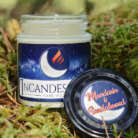 Incandescence candles are hand made in scotland. Each candle is hand poured using eco friendly, vegan soy wax and fragrance oils. Mandarin and sandalwood is a fresh invigorating mix of mandarin, kumquat, pink pepper, and cardamom, on a base of coriander and sandalwood.