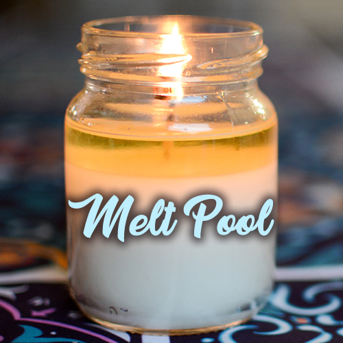 Your candle should have a full melt pool after 2-3 hours